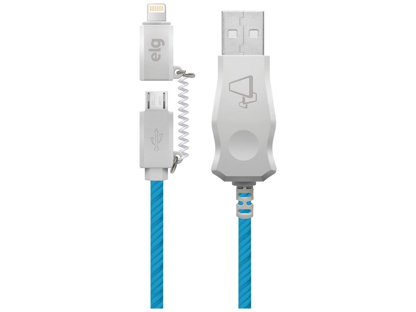 Cabo 2 em 1 Micro USB e Lightning 1m ELG Luminous