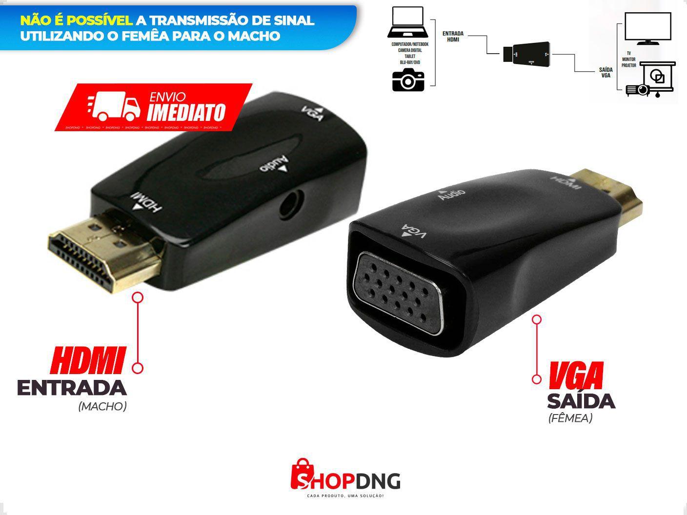Cabo Adaptador Conversor Hdmi Para Vga Com Saida P2 De Audio (0750822