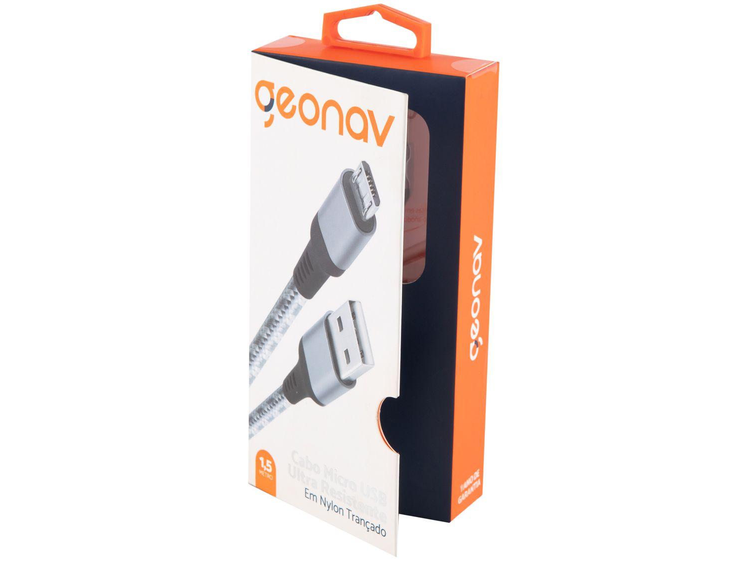 Cabo Micro USB Universal 1,5m Ultraresistente Geonav MIC15T