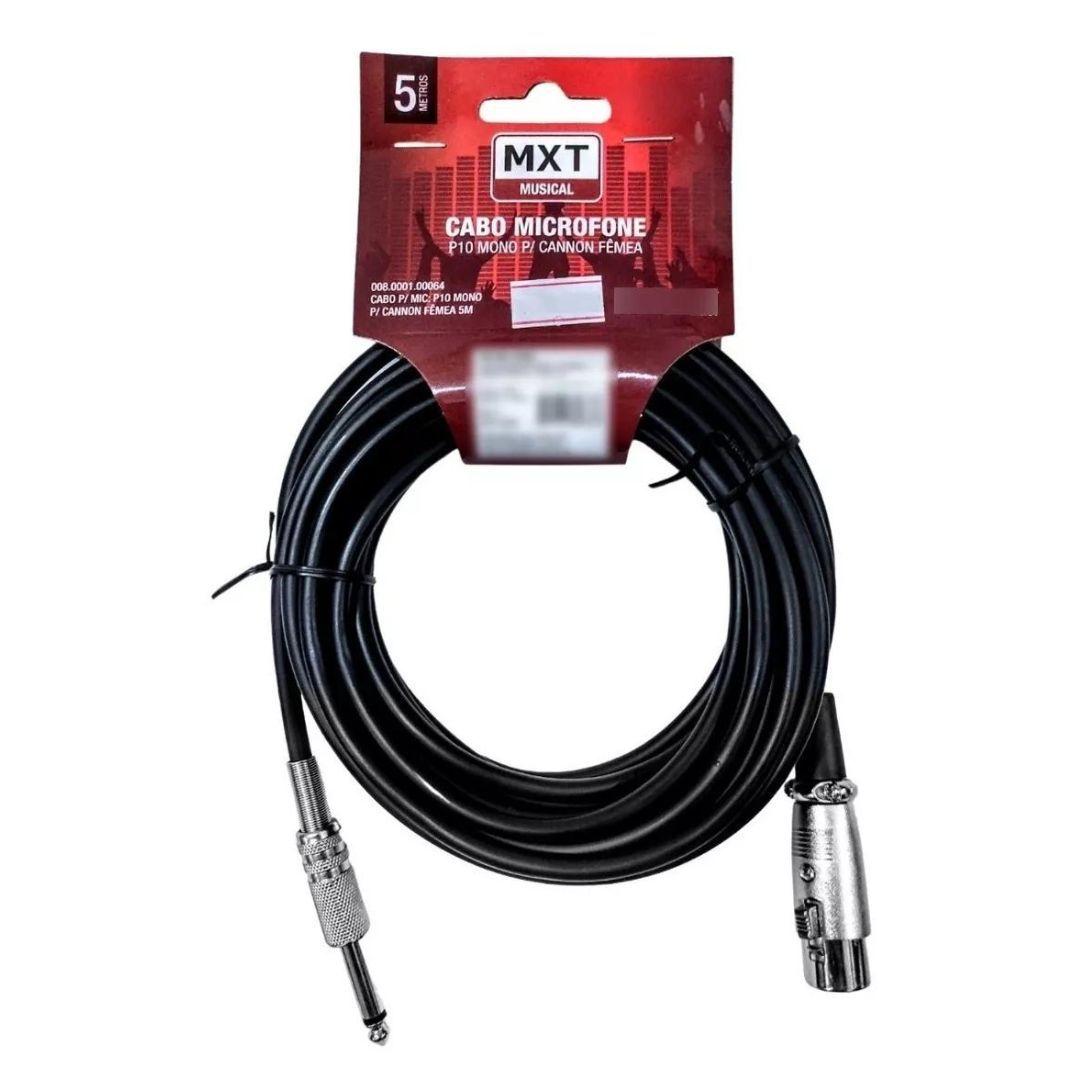 Imagem de Cabo Microfone P10 - Cannon XLR Fêmea 5M MXT