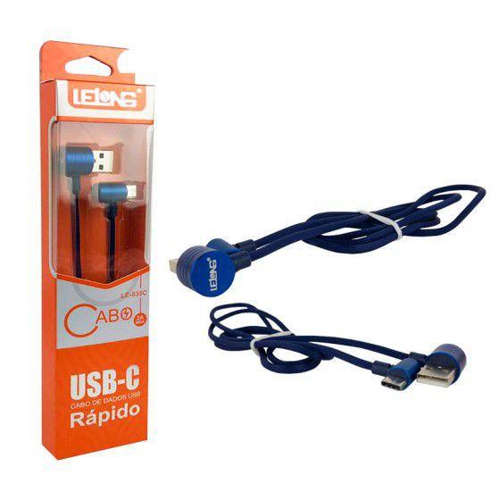 Cabo USB Para Smartphone Tipo-C / Type-C Conector em L Revestimento  Reforçado 2A Carga Rápida Le-835C - Lelong - Cabo para Celular - Magazine  Luiza
