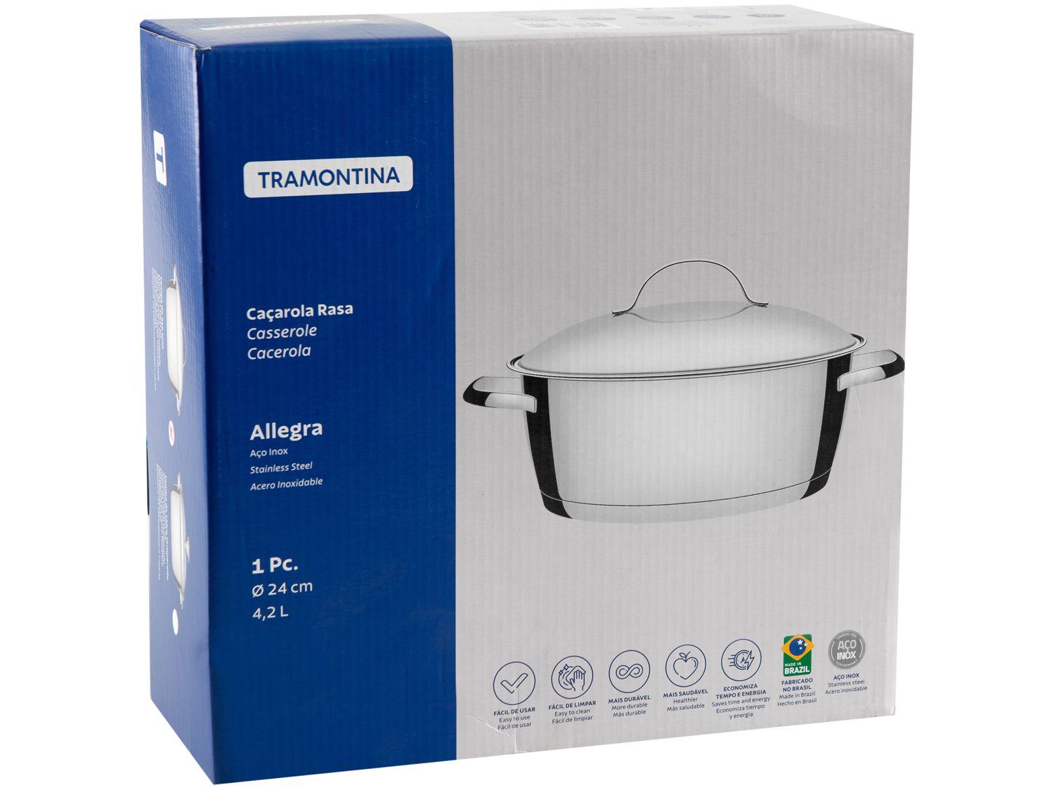 Caçarola Inox com Fundo Triplo 4,2L 24cm Tramontina Allegra 62653240