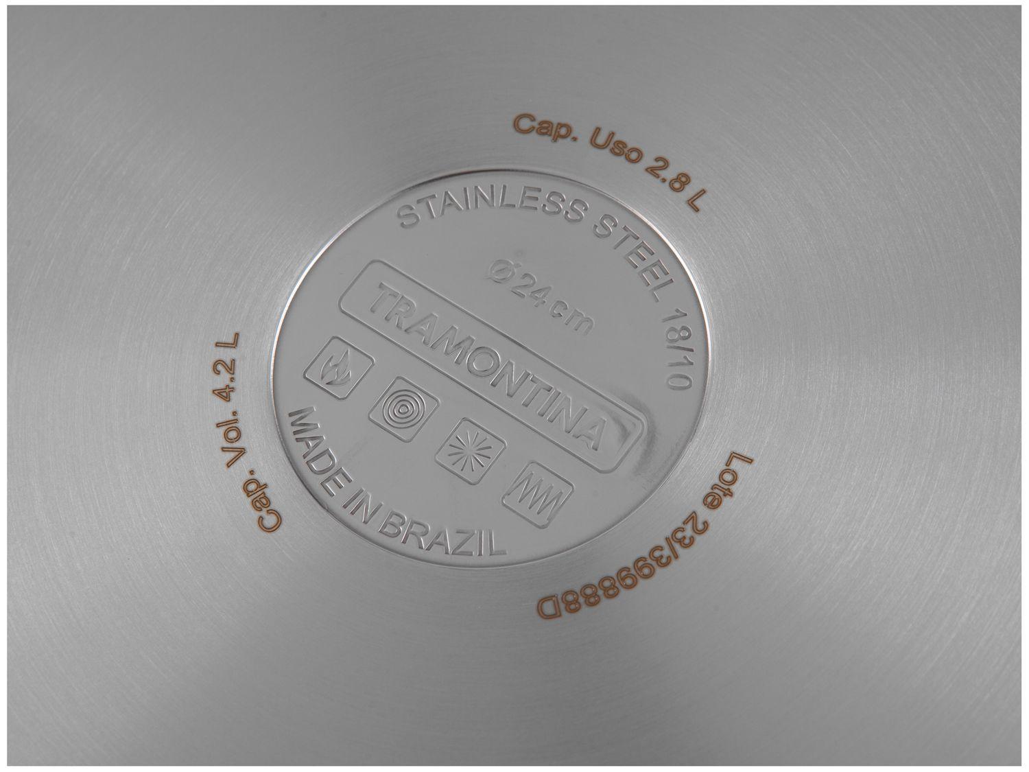 Caçarola Inox com Fundo Triplo 4,2L 24cm Tramontina Allegra 62653240