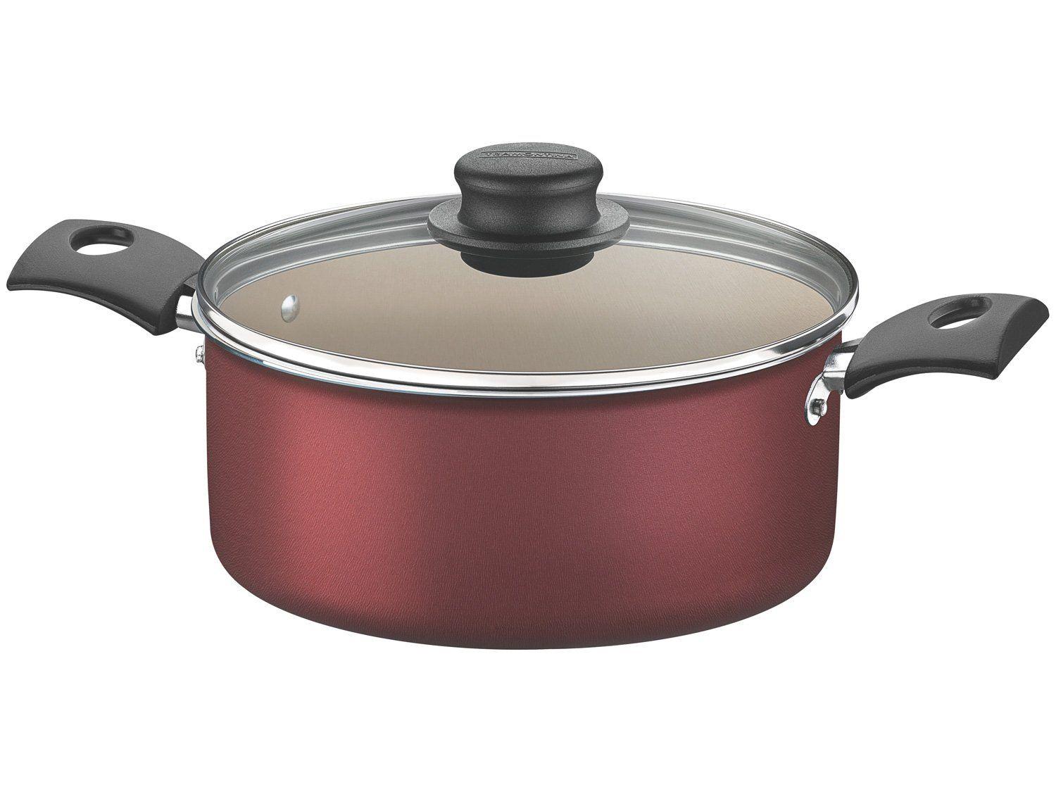 Caçarola Tramontina Antiaderente com Tampa Vermelha 2,8L 20cm Turim