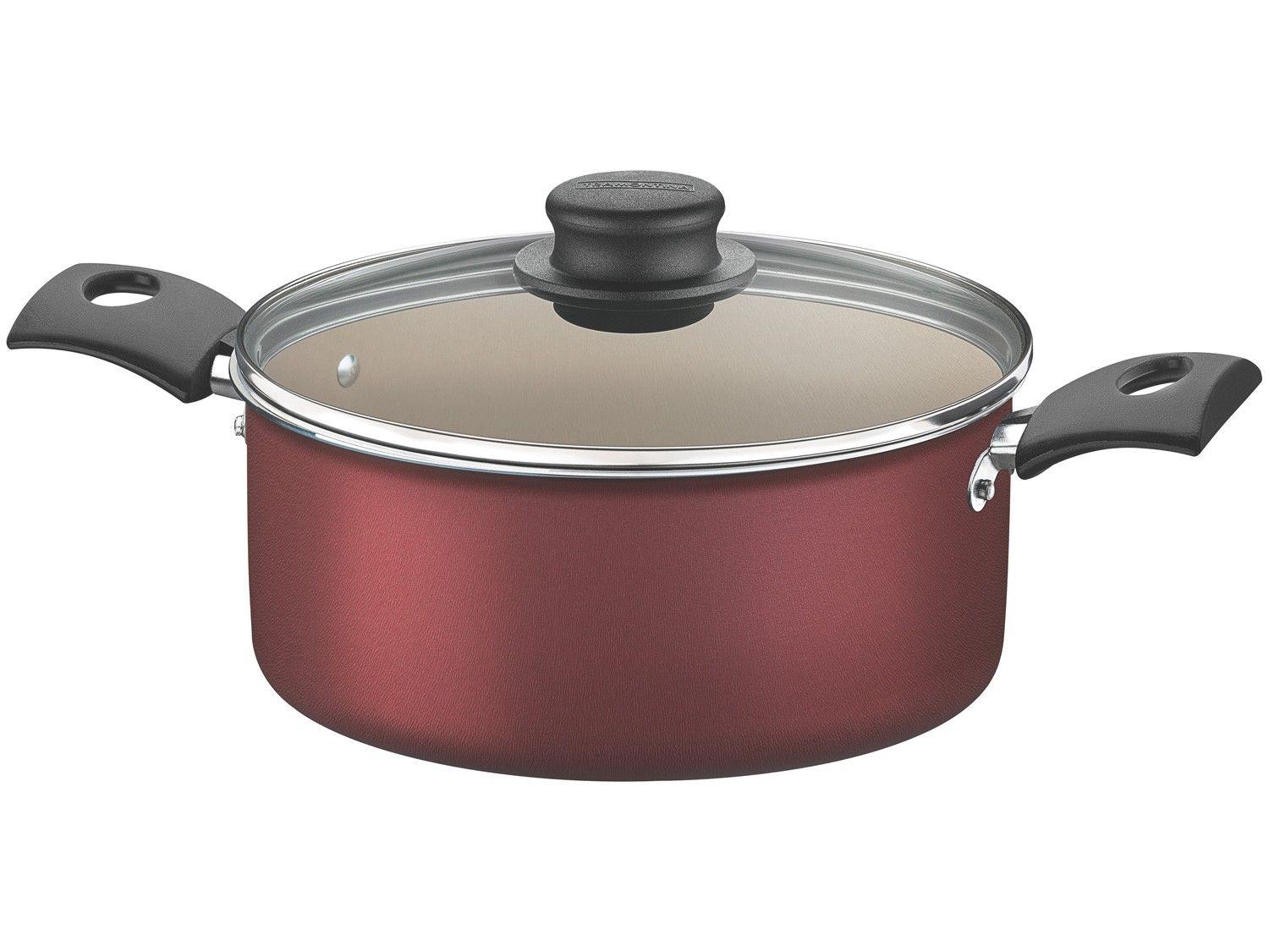 Caçarola Tramontina Antiaderente com Tampa Vermelha 3,7L 22cm Turim