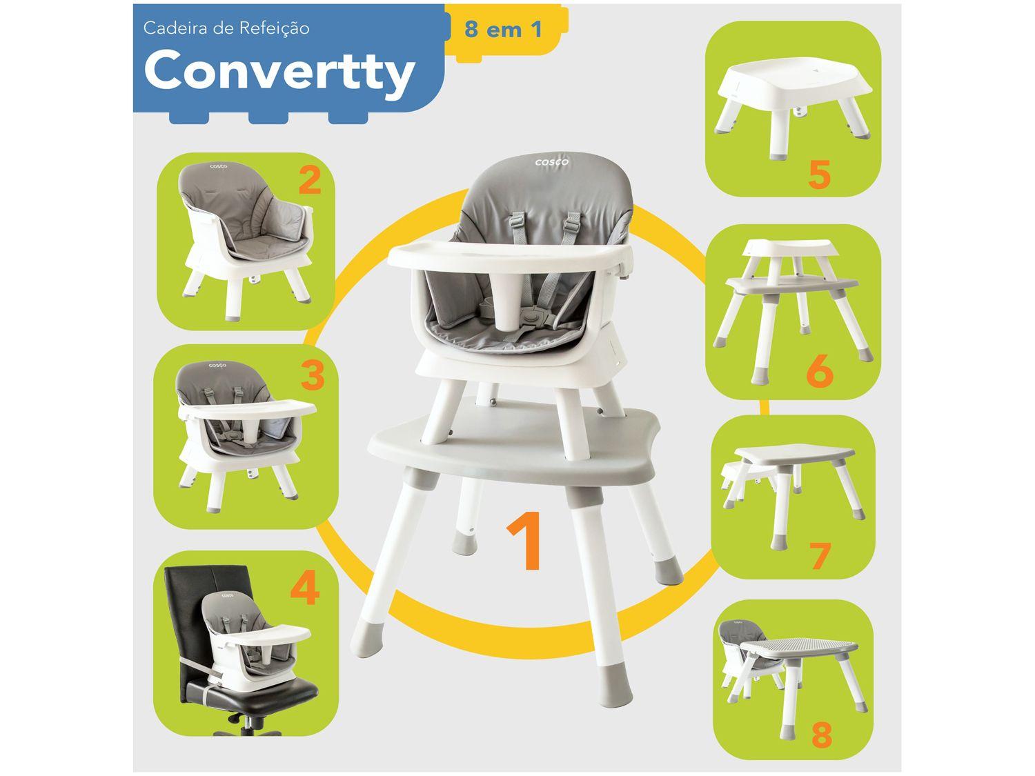 Cadeira de Alimentação 8 em 1 Cosco Kids Convertty 2 Posições de Altura até 23kg