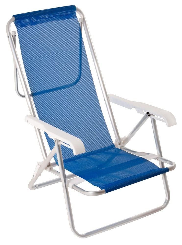 Cadeira de Praia Mor Sannet em Alumínio e Poliéster Reclinável 8 Posições  Azul - Cadeira de Praia - Magazine Luiza