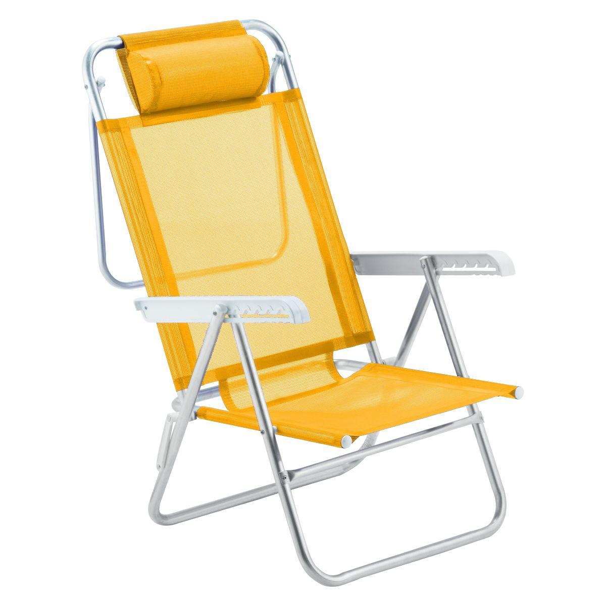 Cadeira de praia reclinável summer premium alumínio amarelo - AMVC ...