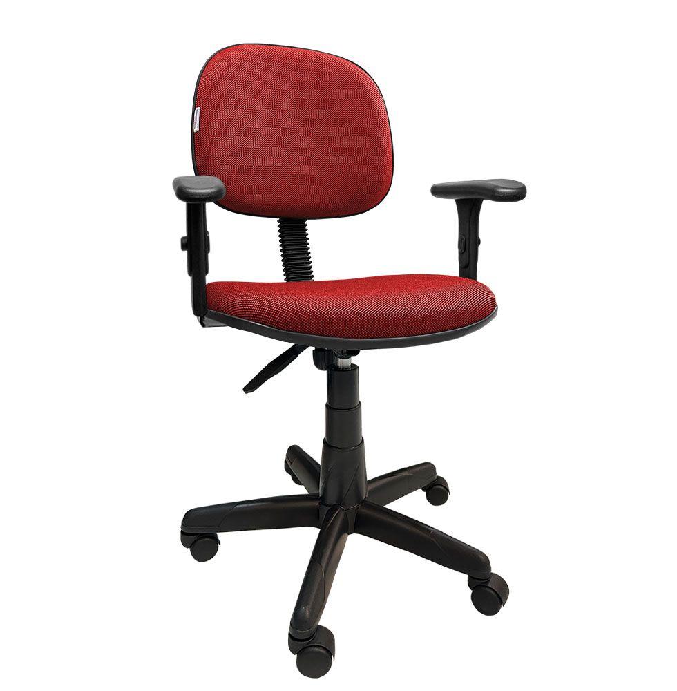 Imagem de Cadeira Giratória Secretaria Para Escritório Braço Com Regulagem de Altura JSerrano Vermelho Com Preto