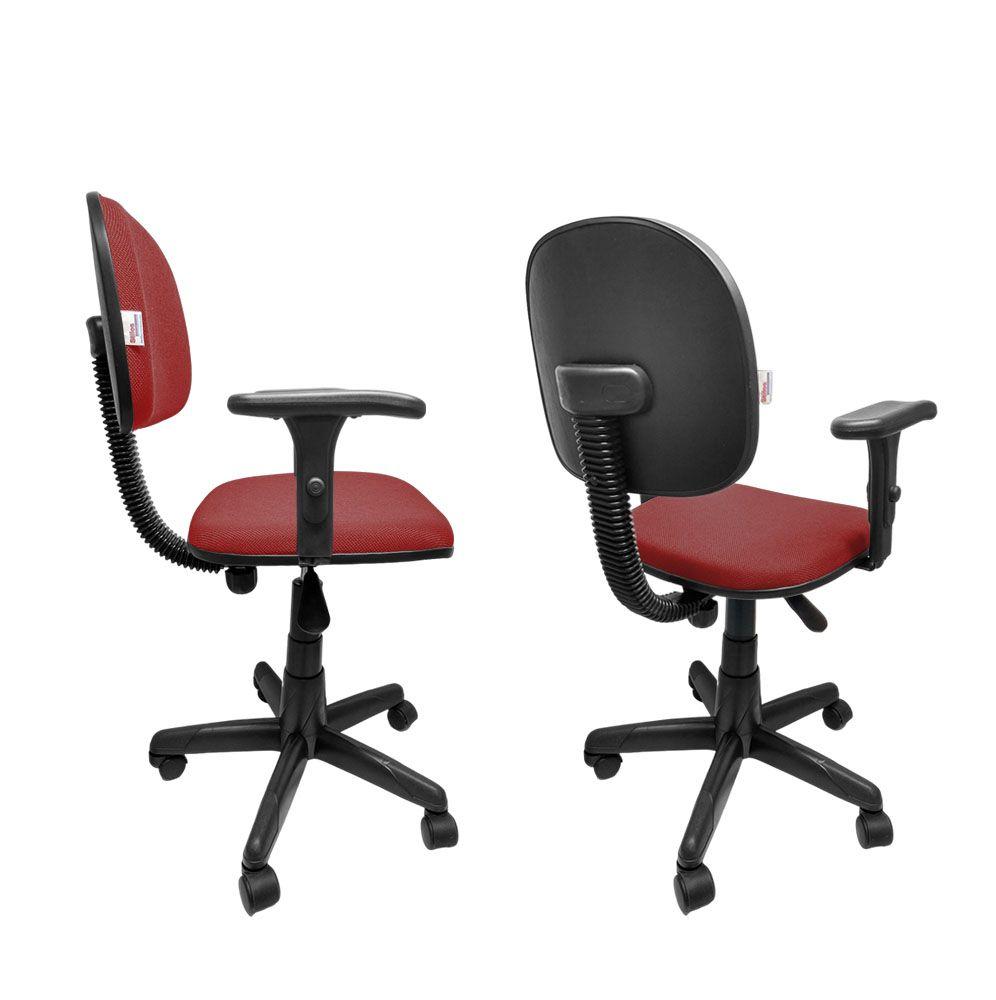 Imagem de Cadeira Giratória Secretaria Para Escritório Braço Com Regulagem de Altura JSerrano Vermelho Com Preto