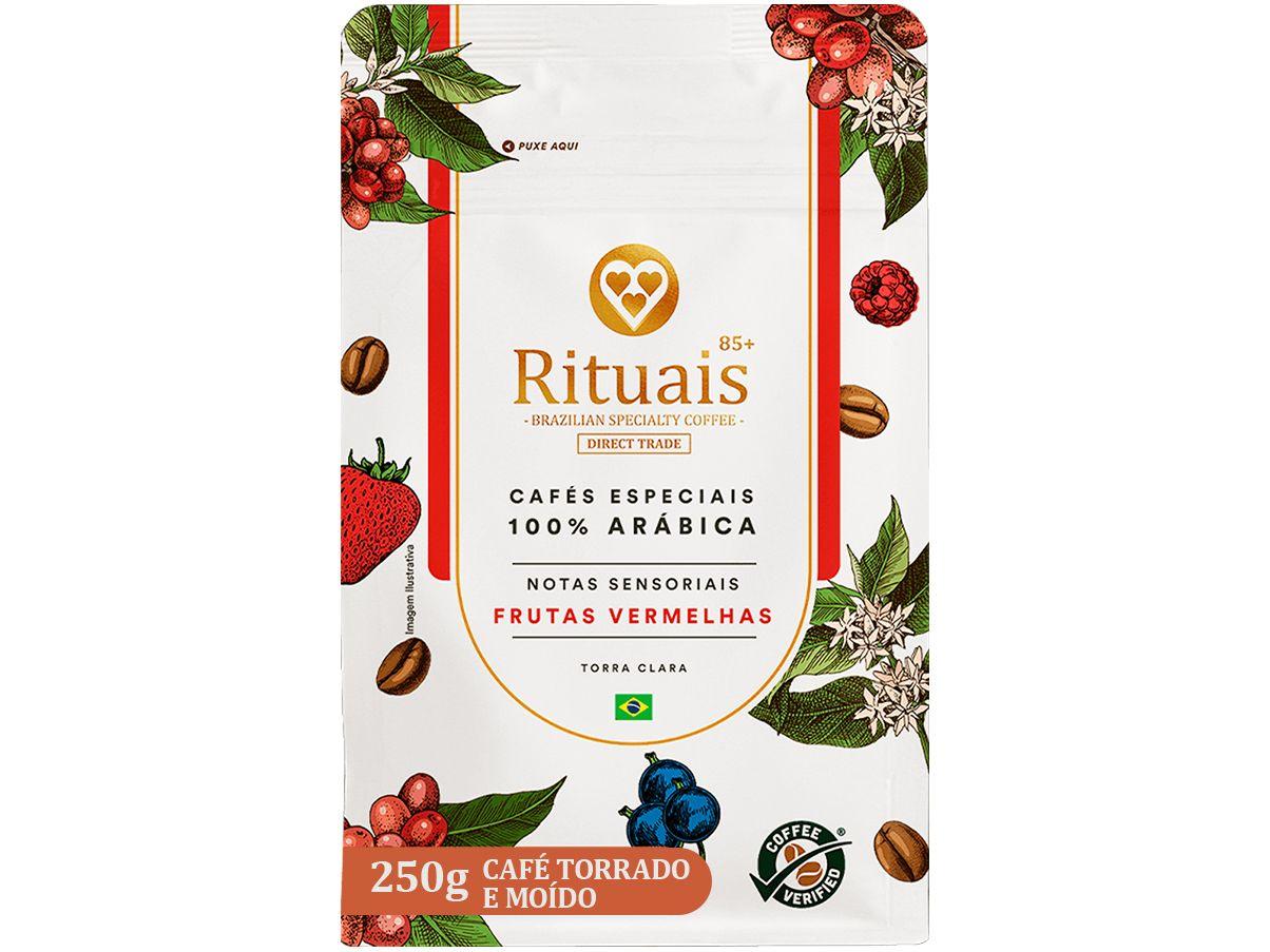 Café Moído Especial 3 Corações Rituais 85+ Frutas Vermelhas 100% Arábica Pacote 250g