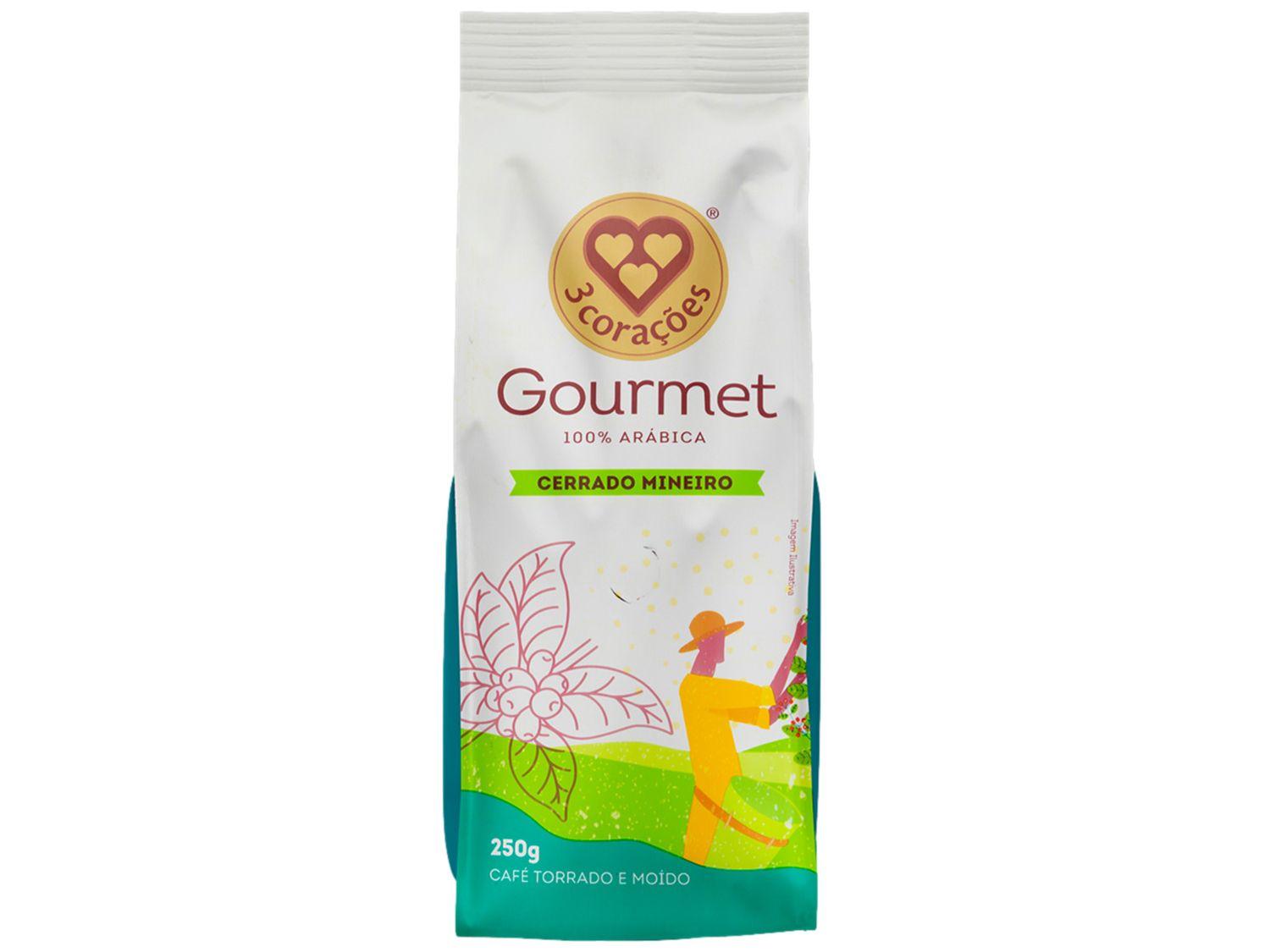 Café Moído Gourmet 3 Corações 100% Arábica Cerrado Mineiro 250g