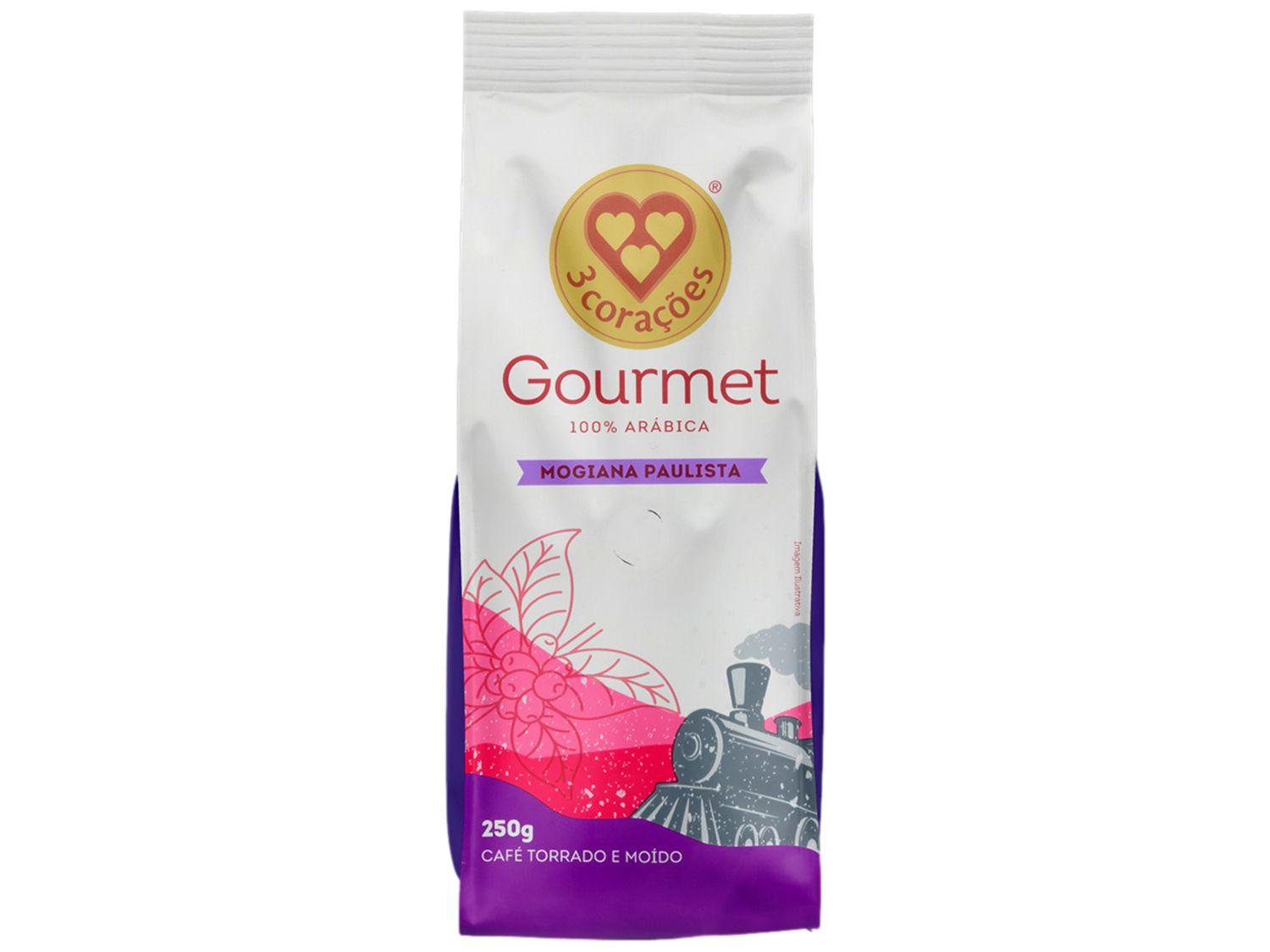 Café Moído Gourmet 3 Corações 100% Arábica Mogiana Paulista Pacote 250g