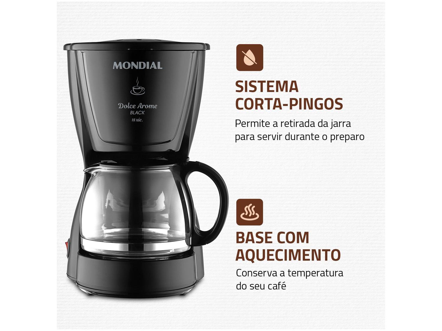 Cafeteira Elétrica Mondial Dolce Arome Black C-30-18X-FB 18 Cafés