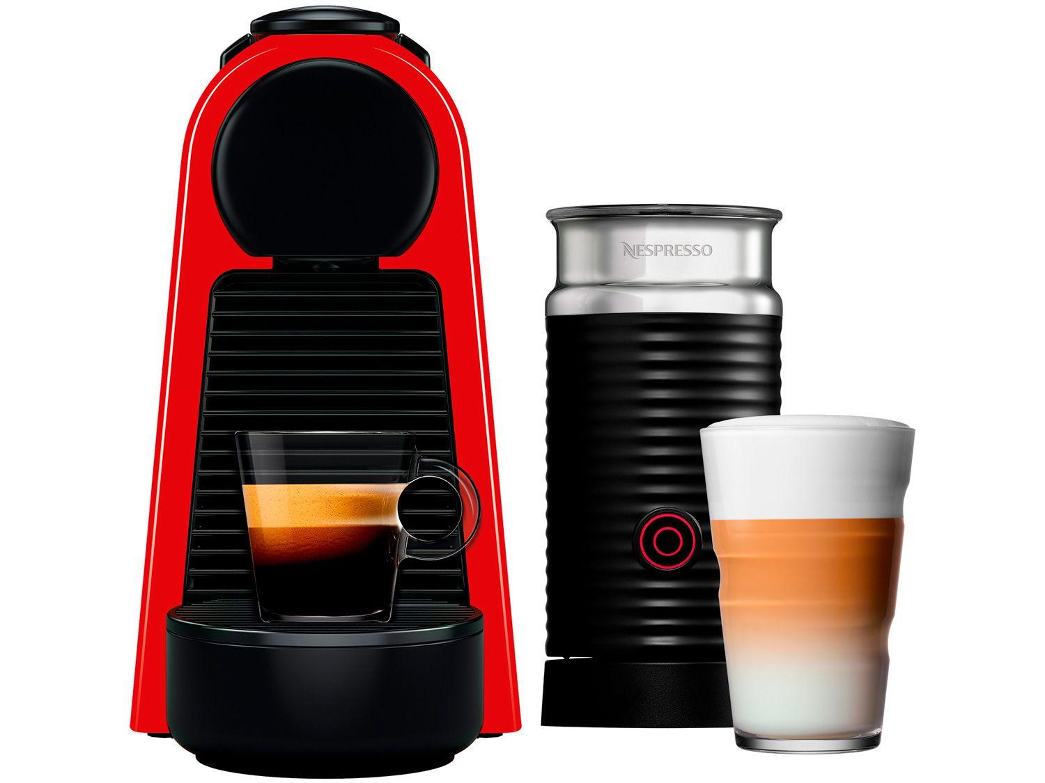 Cafeteira Espresso Nespresso Combo Essenza Mini Vermelha + Aeroccino