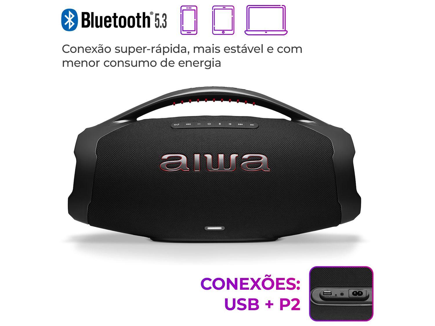 Caixa de Som Aiwa Boombox Plus AWS-BBS-01-B Bluetooth Amplificada 200W USB
