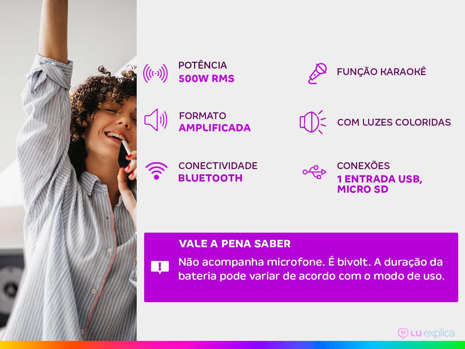 Caixa de Som Bluetooth Lenoxx CA 390 Portátil