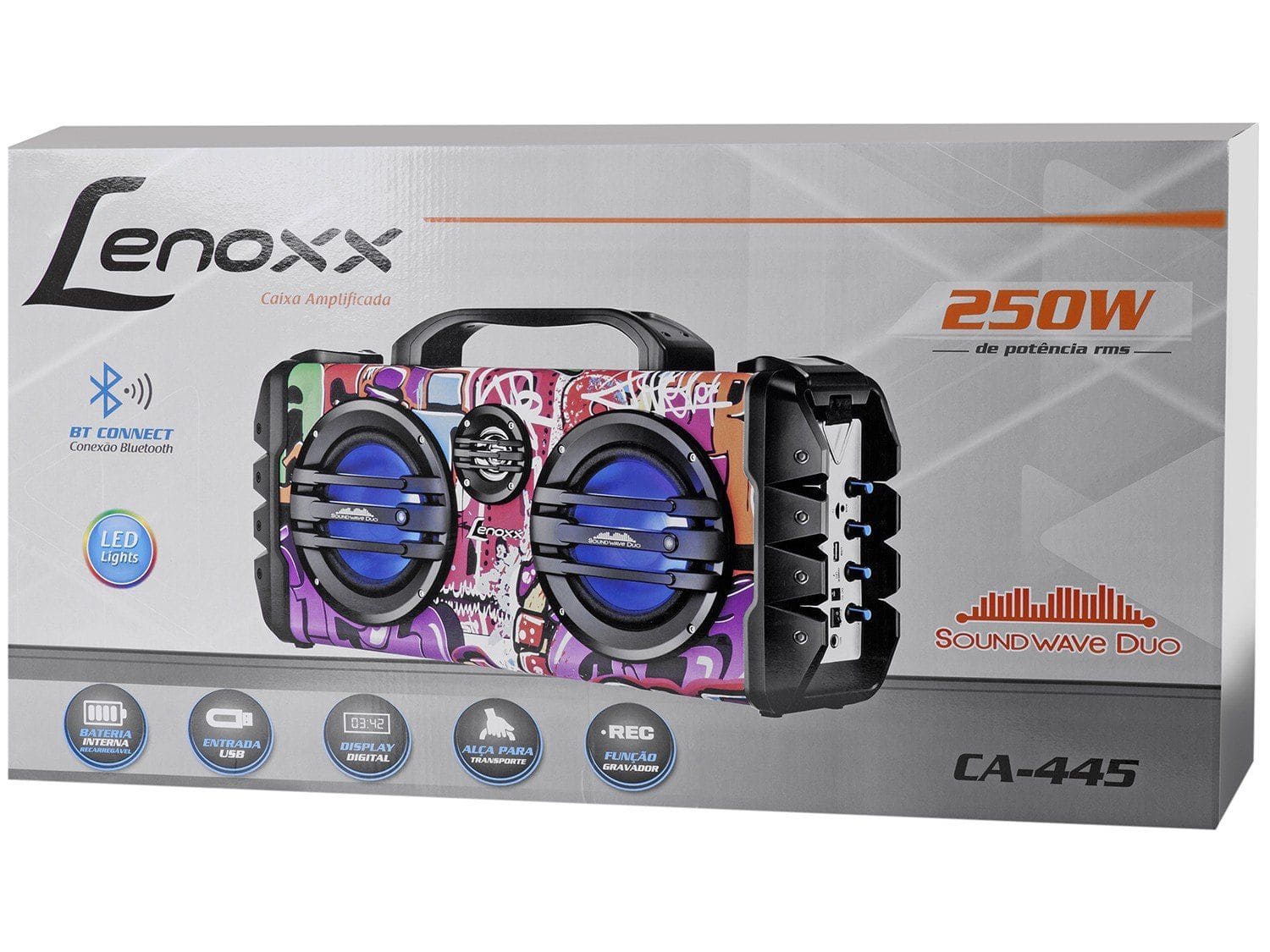Caixa de Som Bluetooth Lenoxx CA 445 Portátil| Colorido - Bivolt