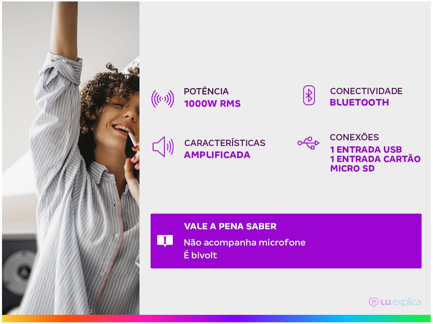 Caixa de Som Lenoxx CA 370 Bluetooth Amplificada