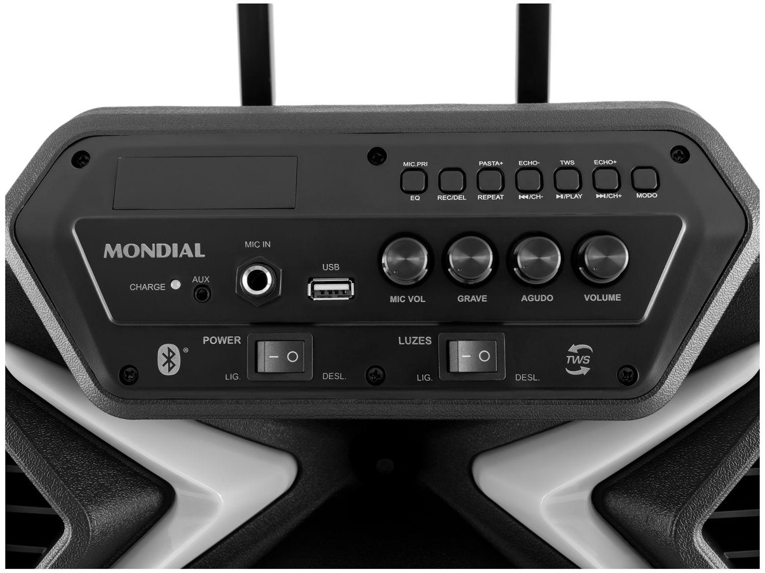 Caixa de Som Mondial CM-400 Bluetooth Portátil Amplificada 400W USB