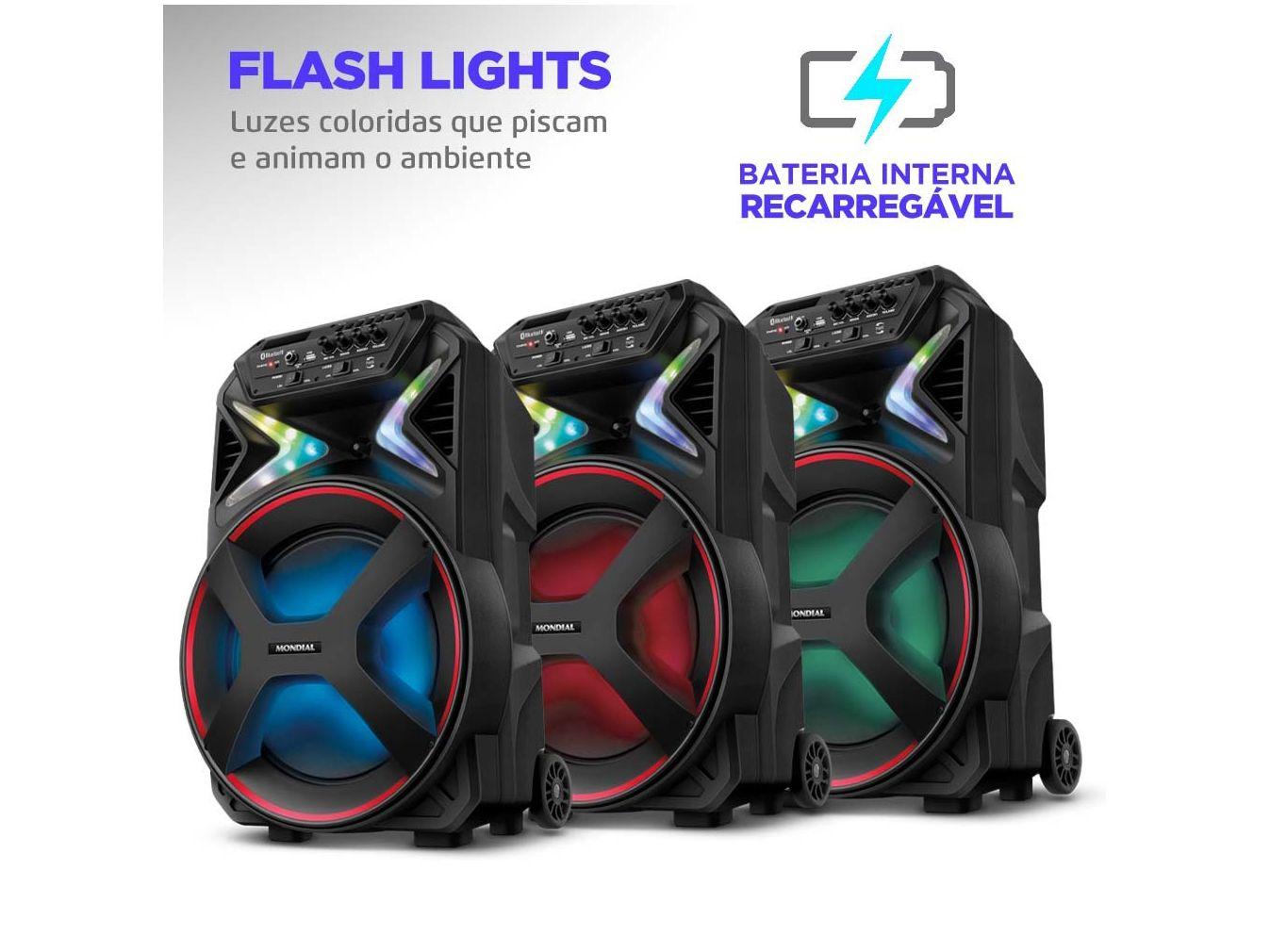 Caixa de Som Mondial CM-400 Bluetooth Portátil Amplificada 400W USB