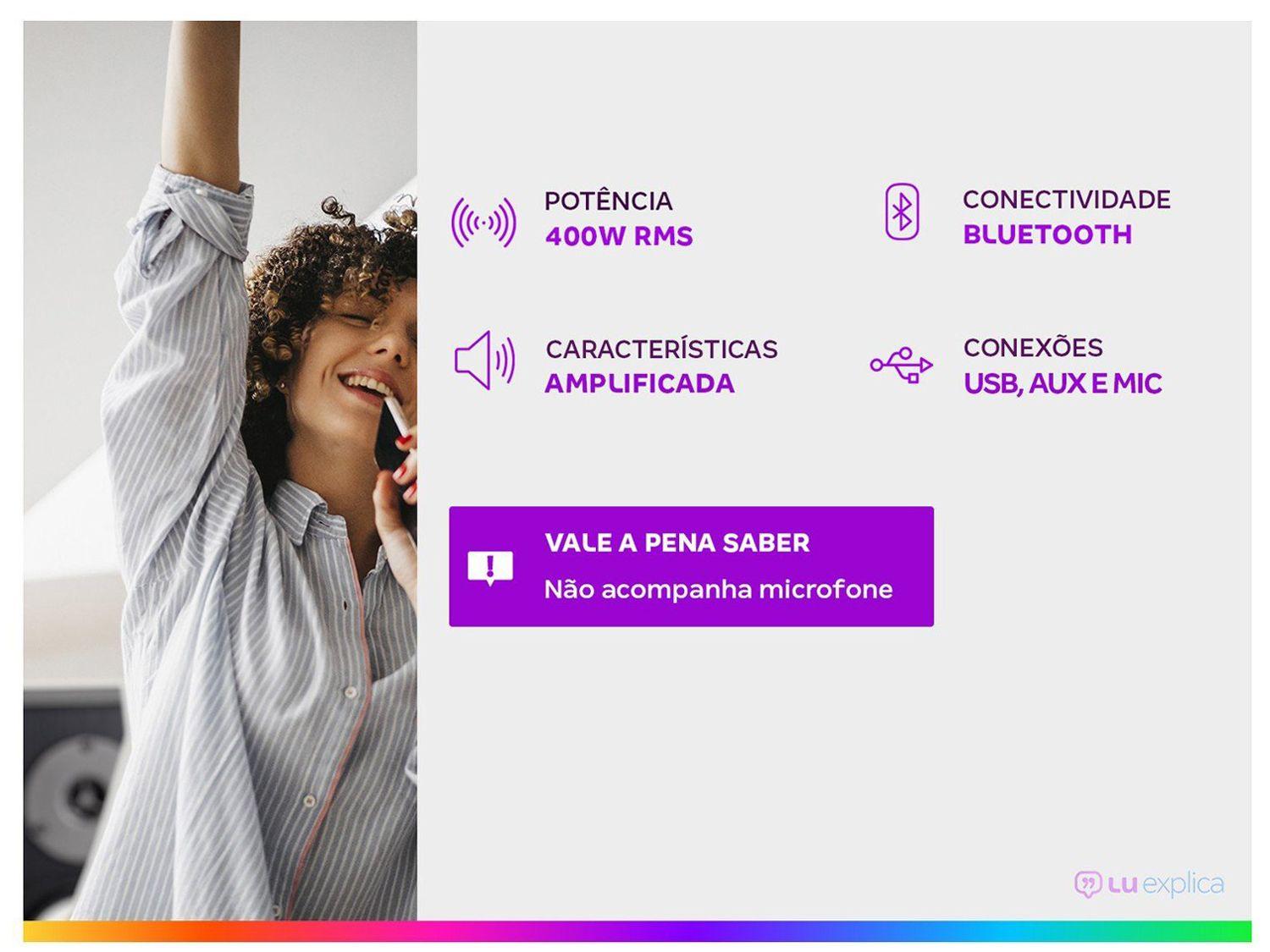 Caixa de Som Mondial CM-400 Bluetooth Portátil Amplificada 400W USB