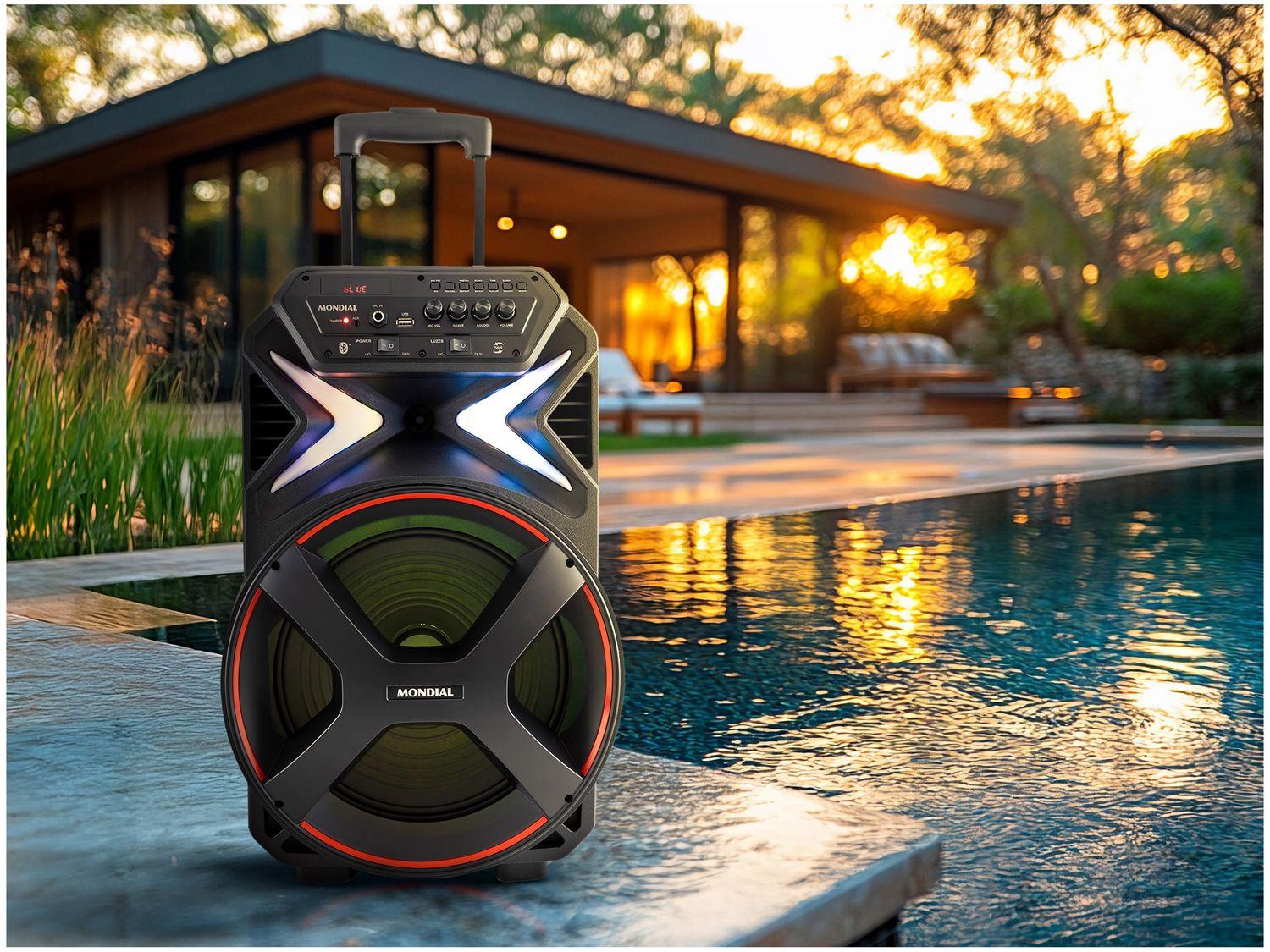 Caixa de Som Mondial CM-400 Bluetooth Portátil Amplificada 400W USB
