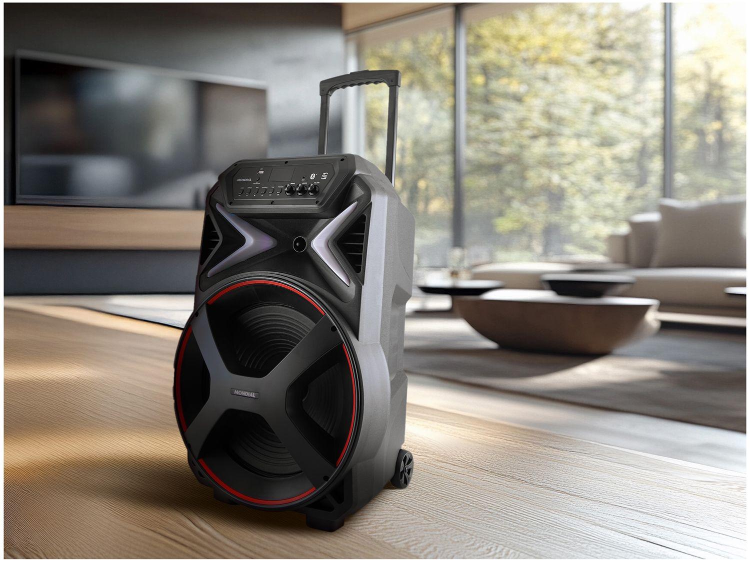 Caixa de Som Mondial Connect Lights Plus CM-700 Bluetooth Amplificada Portátil 700W USB