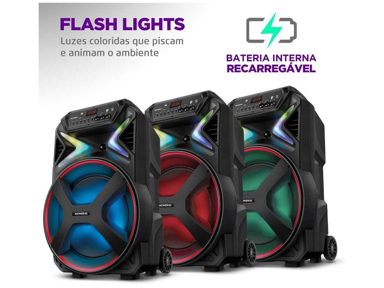 Caixa de Som Mondial Connect Lights Plus CM-700 Bluetooth Amplificada Portátil 700W USB