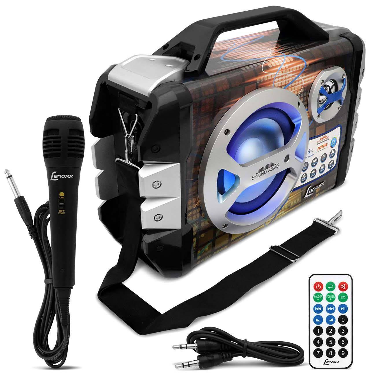 Caixa de Som Portátil Lenoxx Sound Wave CA325 MP3 USB SD AUX MIC FM
