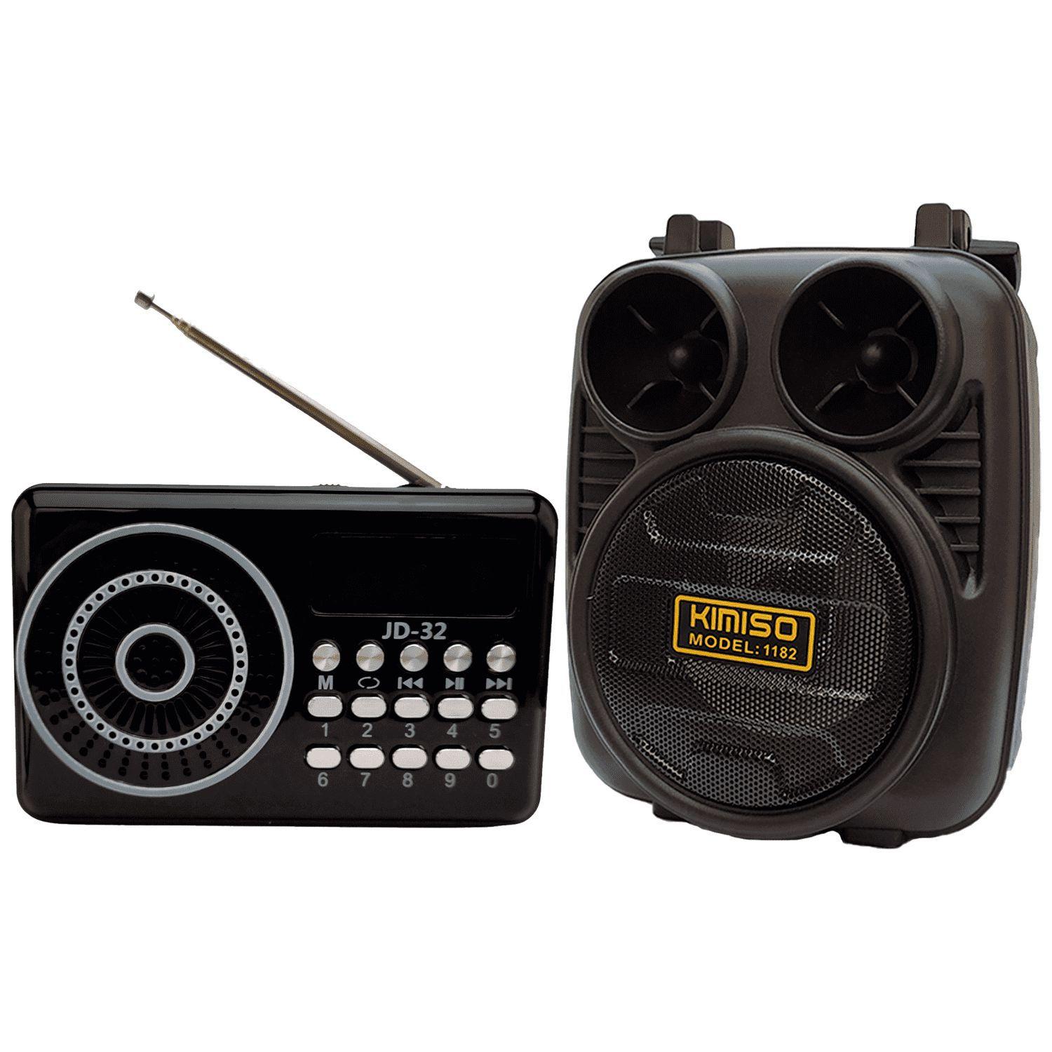 Caixa De Som Potente E Radio Pequeno Portátil Bluetooth Fm Mp3 Usb Sd  Antena Alça Recarregável - Kimiso - Caixa de Som Bluetooth / Portátil -  Magazine Luiza
