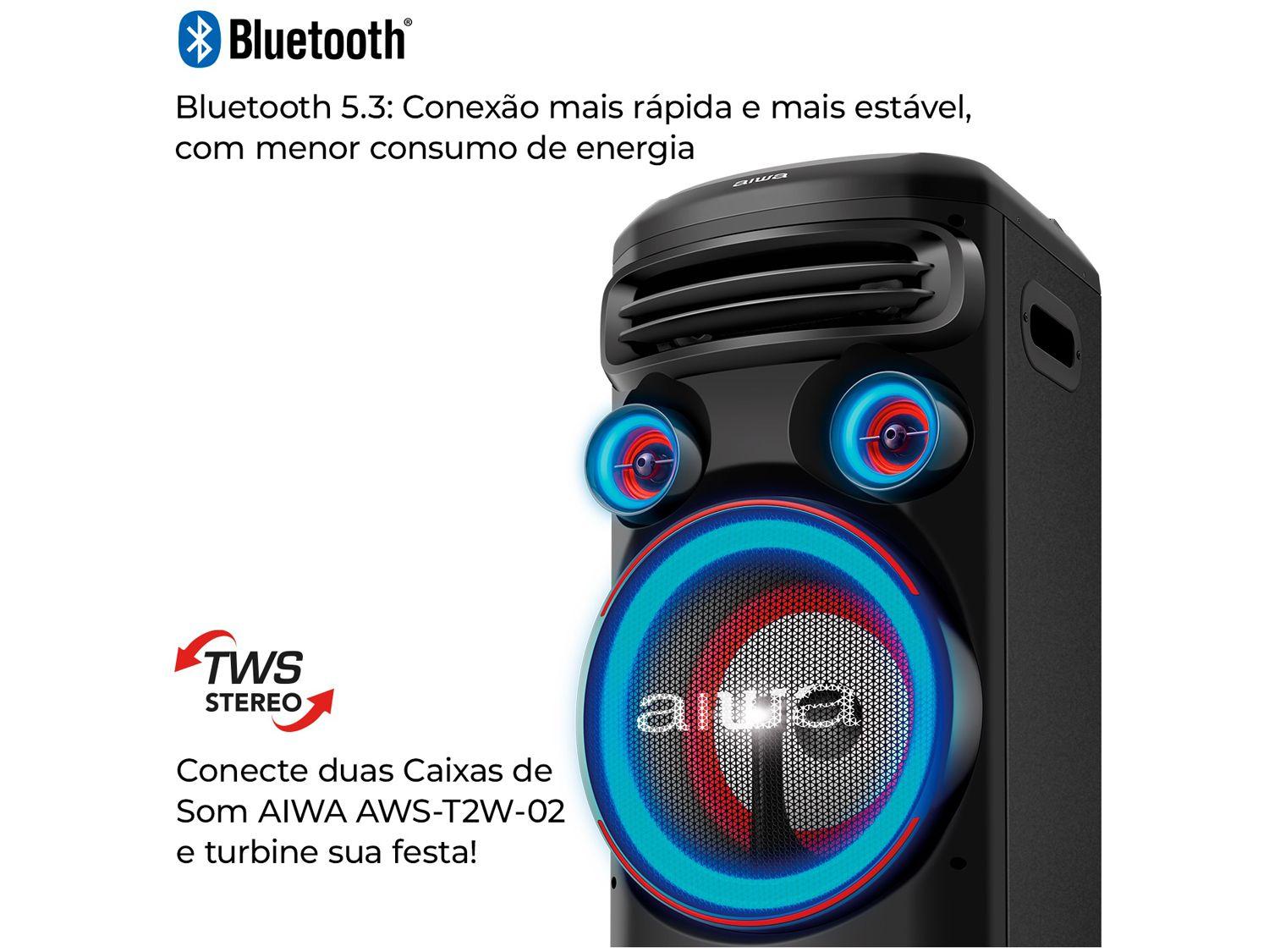 Caixa de Som Torre Aiwa AWS-T2W-02 Bluetooth 2300W RMS Amplificada