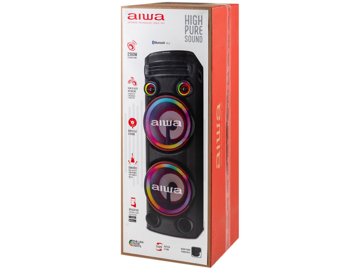 Caixa de Som Torre Aiwa AWS-T2W-02 Bluetooth 2300W RMS Amplificada