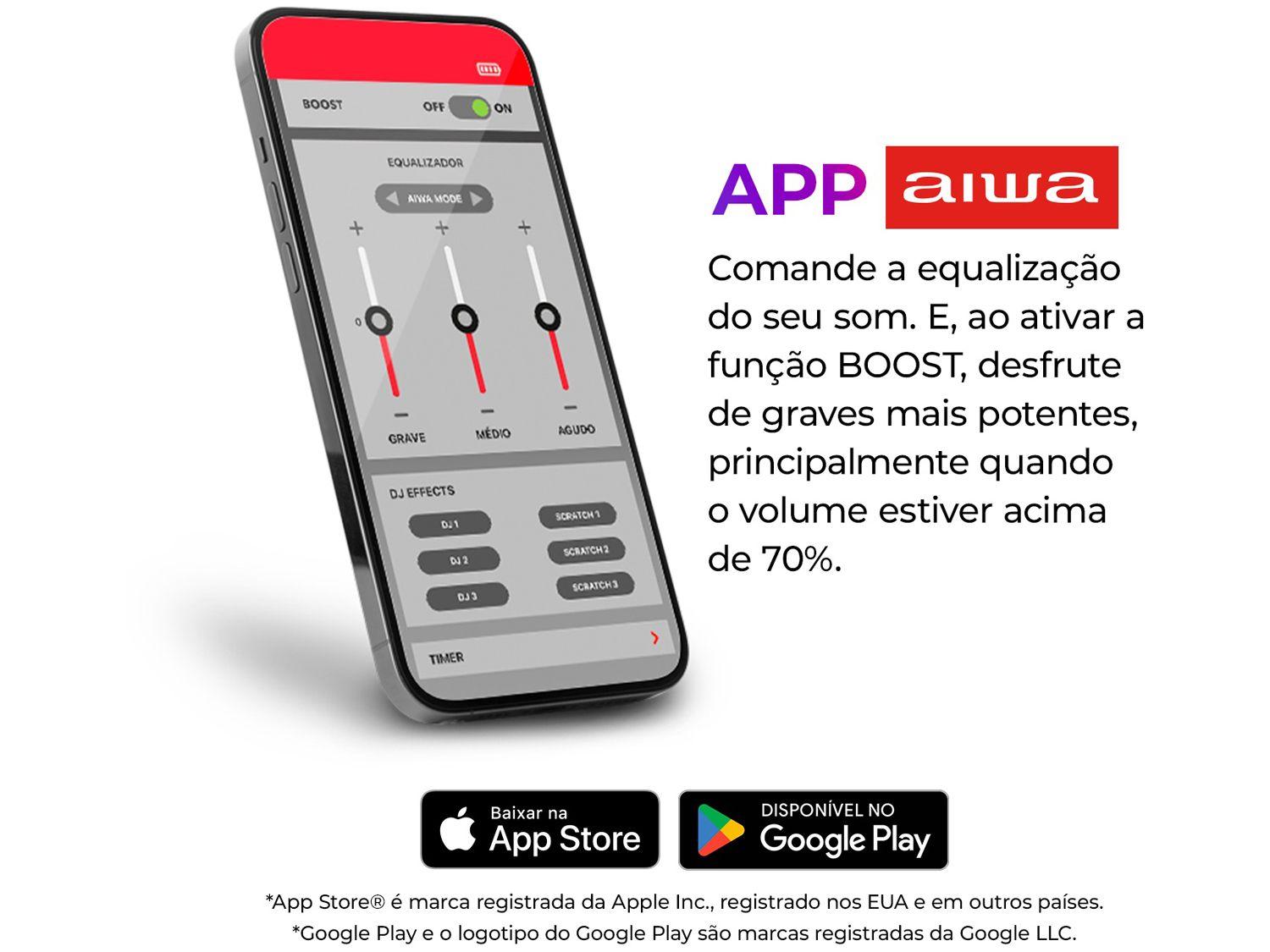 Caixa de Som Torre Aiwa AWS-T2W-02 Bluetooth 2300W RMS Amplificada