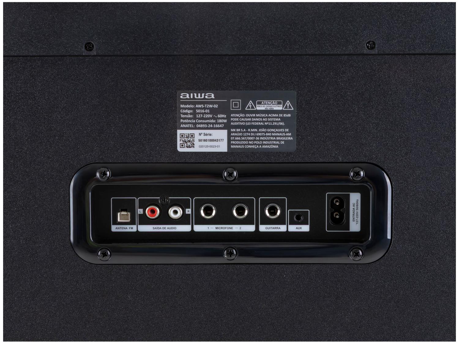 Caixa de Som Torre Aiwa AWS-T2W-02 Bluetooth 2300W RMS Amplificada
