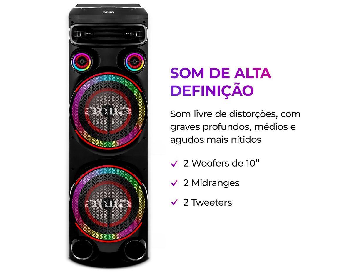 Caixa de Som Torre Aiwa AWS-T2W-02 Bluetooth 2300W RMS Amplificada