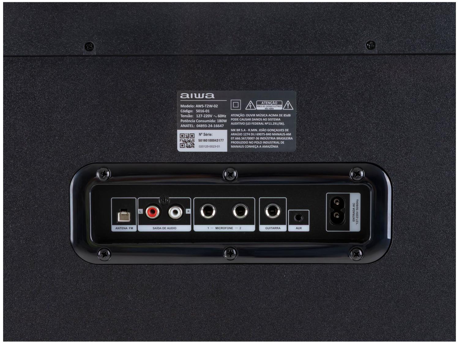 Caixa de Som Torre Aiwa AWS-T2W-02 Bluetooth 2300W RMS Amplificada