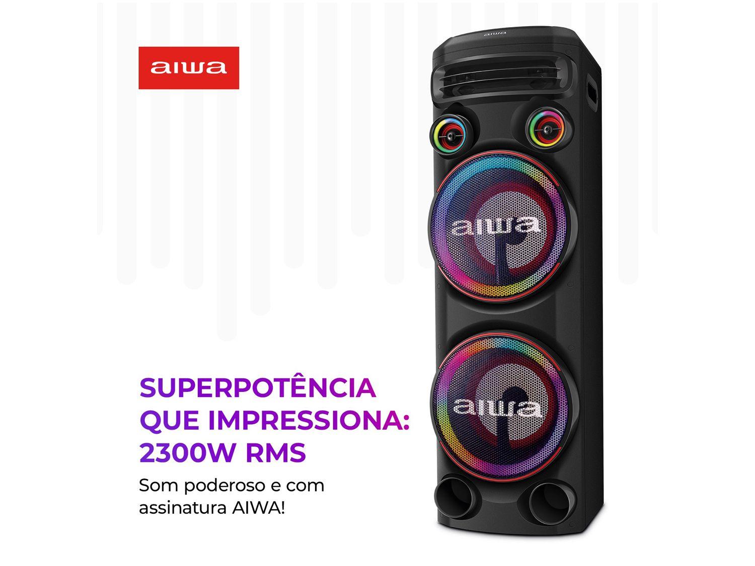 Caixa de Som Torre Aiwa AWS-T2W-02 Bluetooth 2300W RMS Amplificada