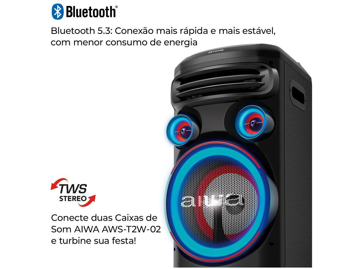 Caixa de Som Torre Aiwa AWS-T2W-02 Bluetooth 2300W RMS Amplificada