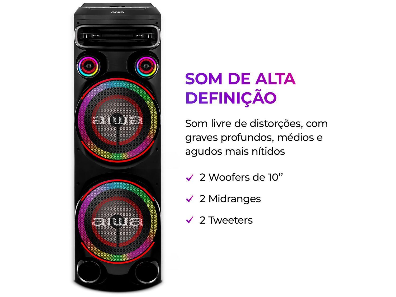 Caixa de Som Torre Aiwa AWS-T2W-02 Bluetooth 2300W RMS Amplificada