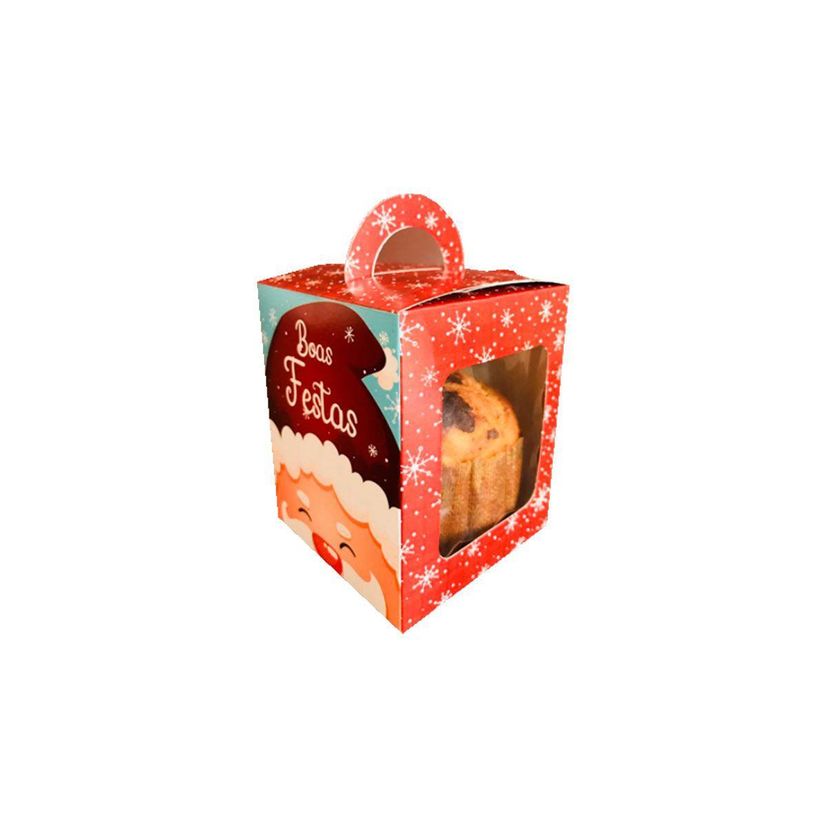 Caixa Mini Panetone/Cupcake Feliz Natal Gorro Vermelho 1und - Erika Melkot  - Lembrancinhas - Magazine Luiza
