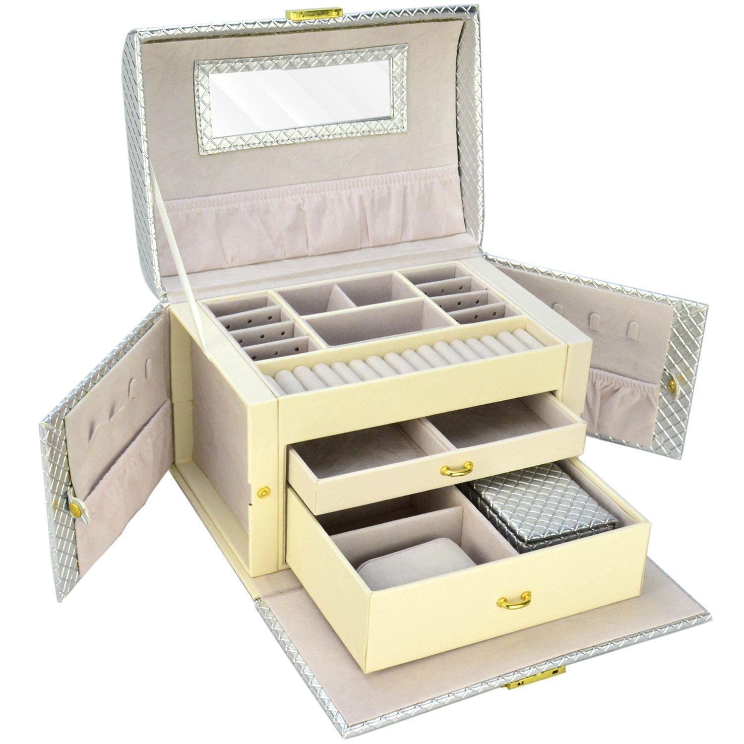 Caixa Para Joias Bijuteria Luxo Prata CBRN10745 - COMMERCE BRASIL ...