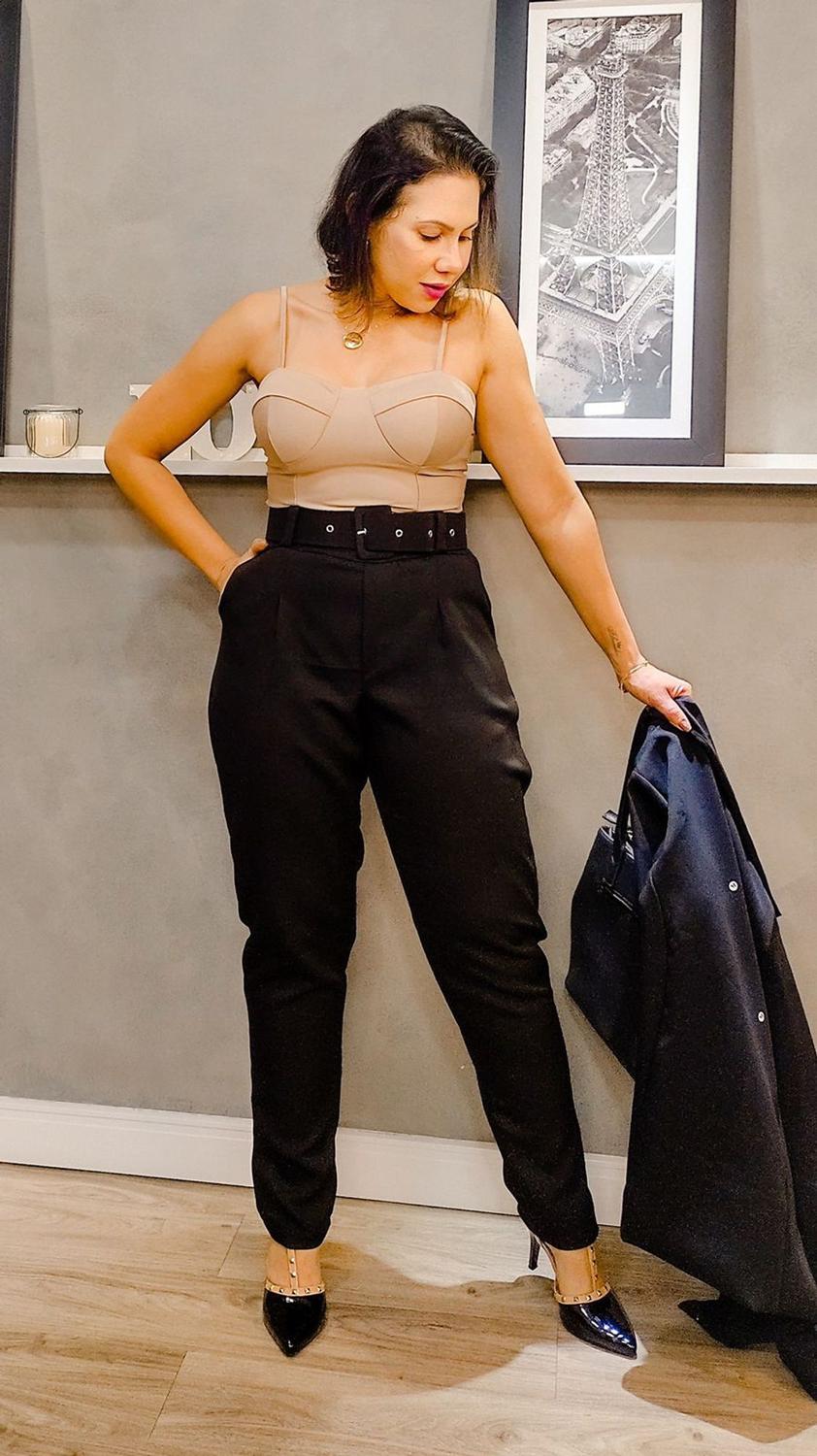 Calça Preta CalÃ§a Social Feminina Cos Alto Calça Alfaiataria