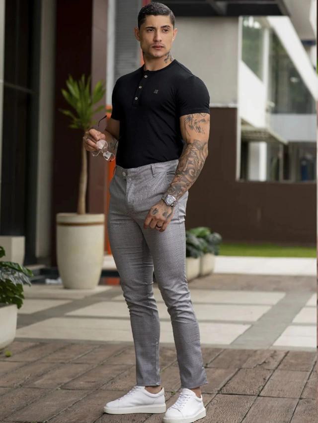 Alfaiataria Masculina Cinza Calca Xadrez Social Buy Calça