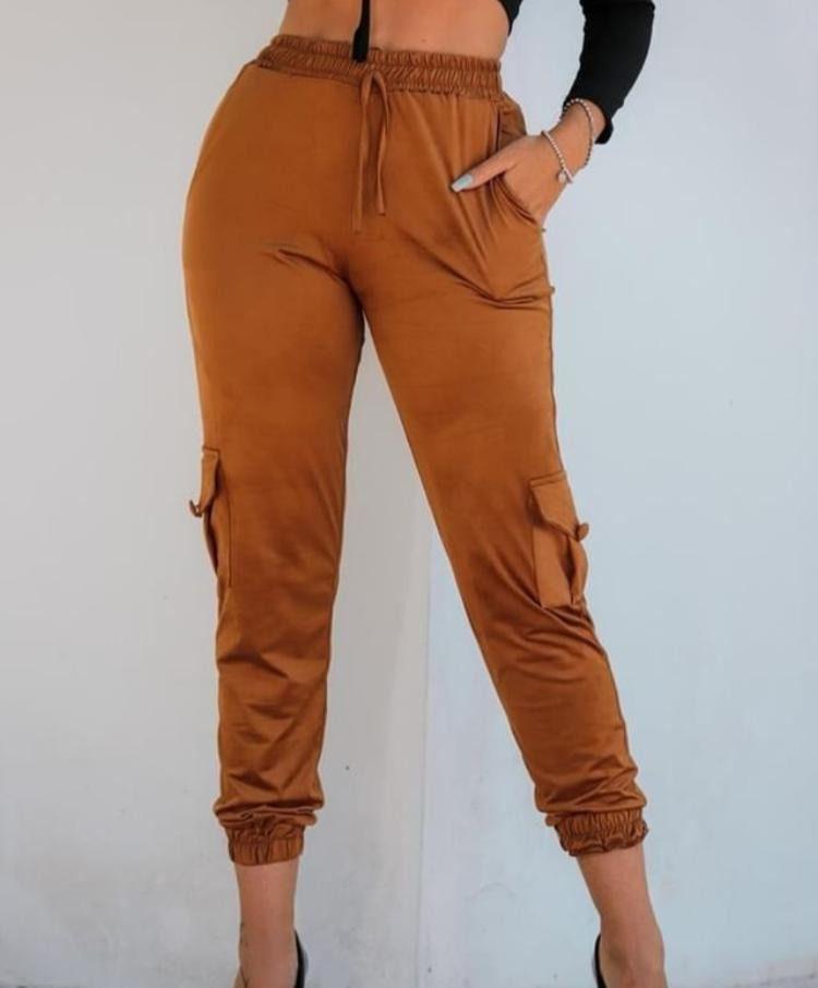 Veludo CalÃ§a Jogger Feminina Suede CalÃ§a Jogger Veludo Calça