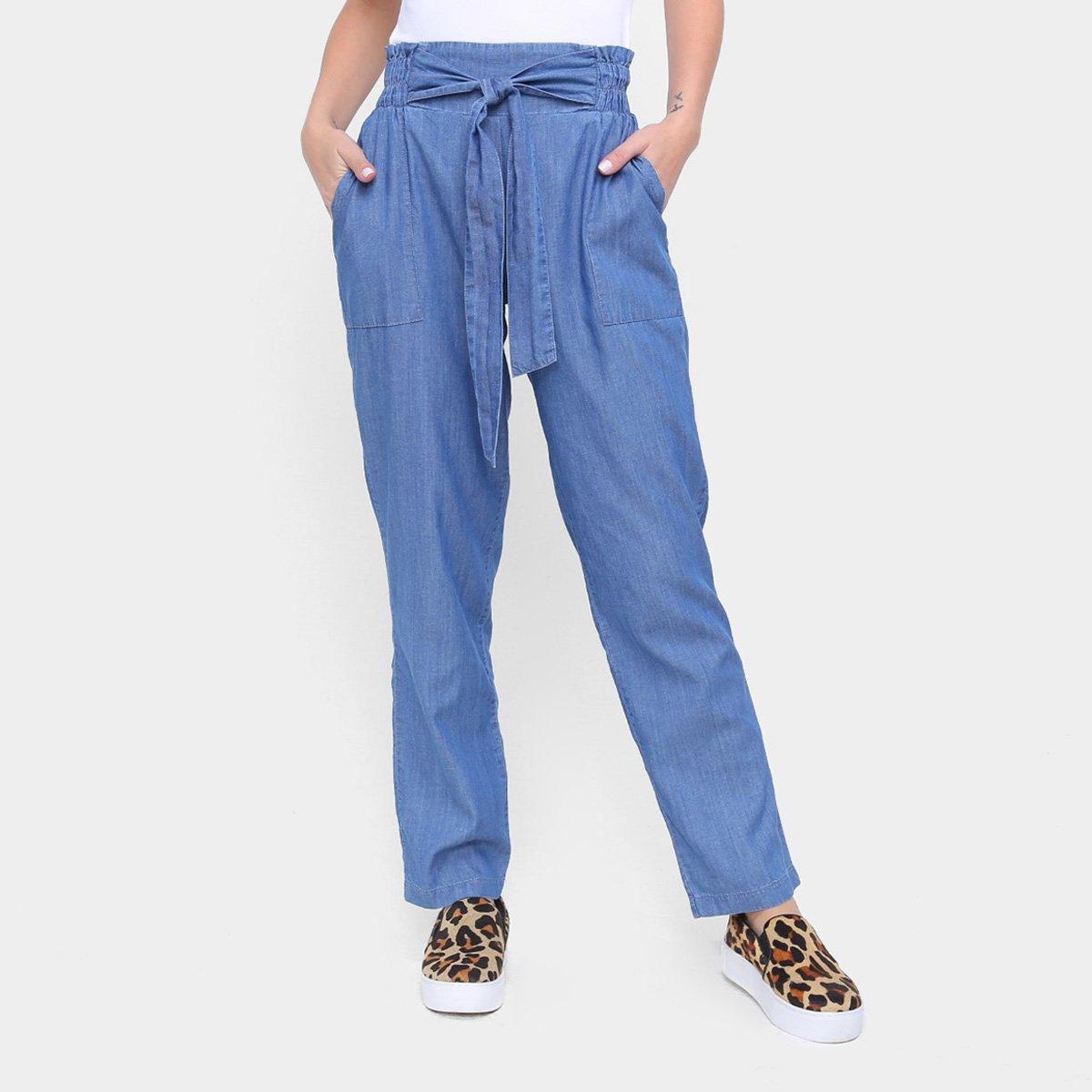 calça clochard jeans feminina