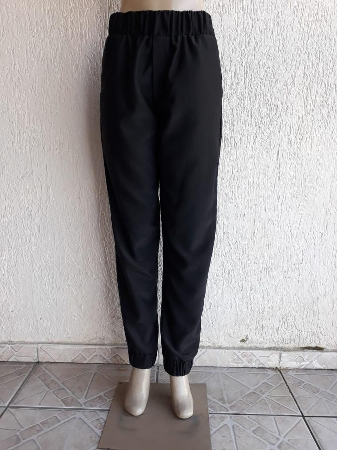 calça de tecido preta feminina