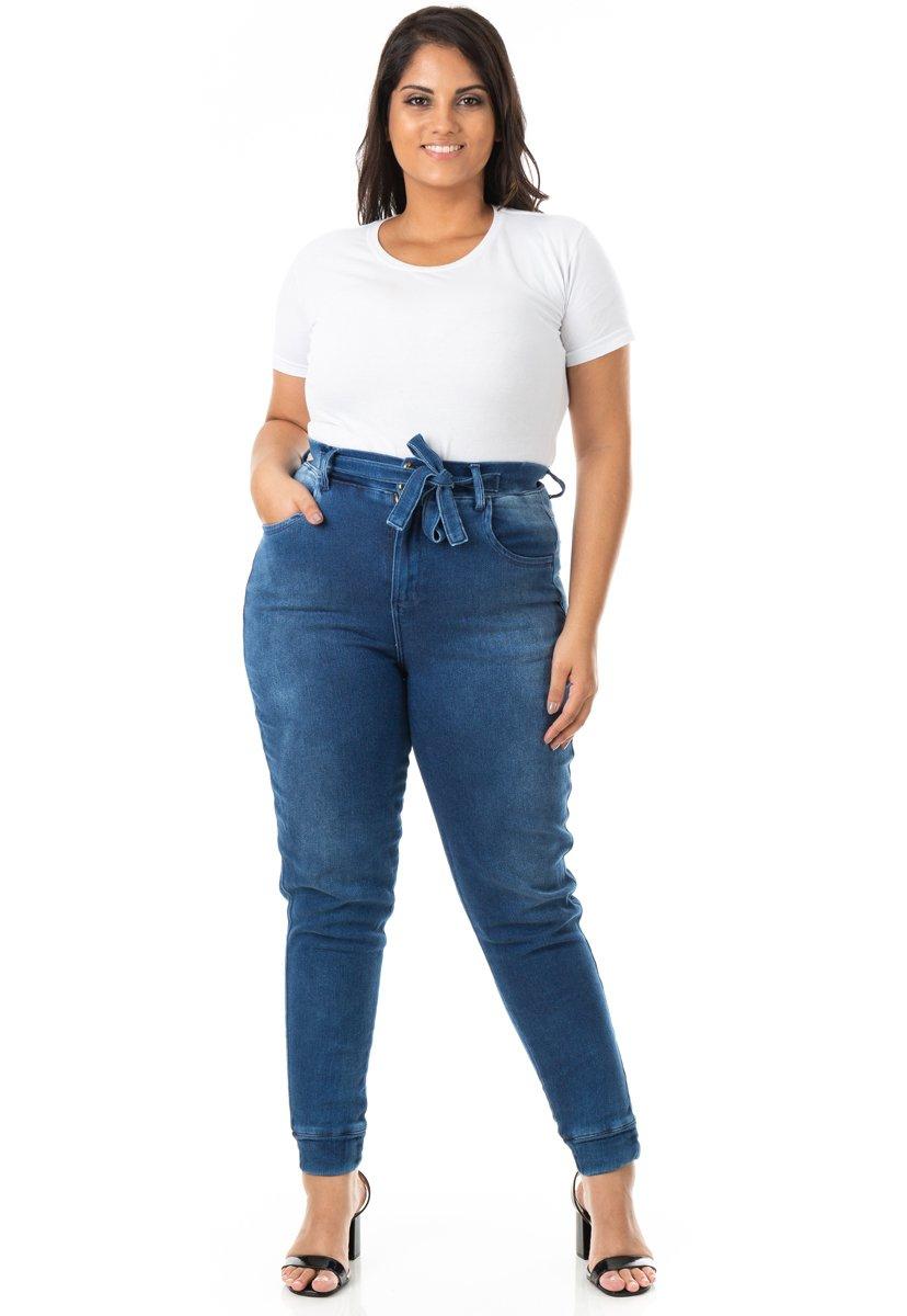 calça jogger jeans plus size