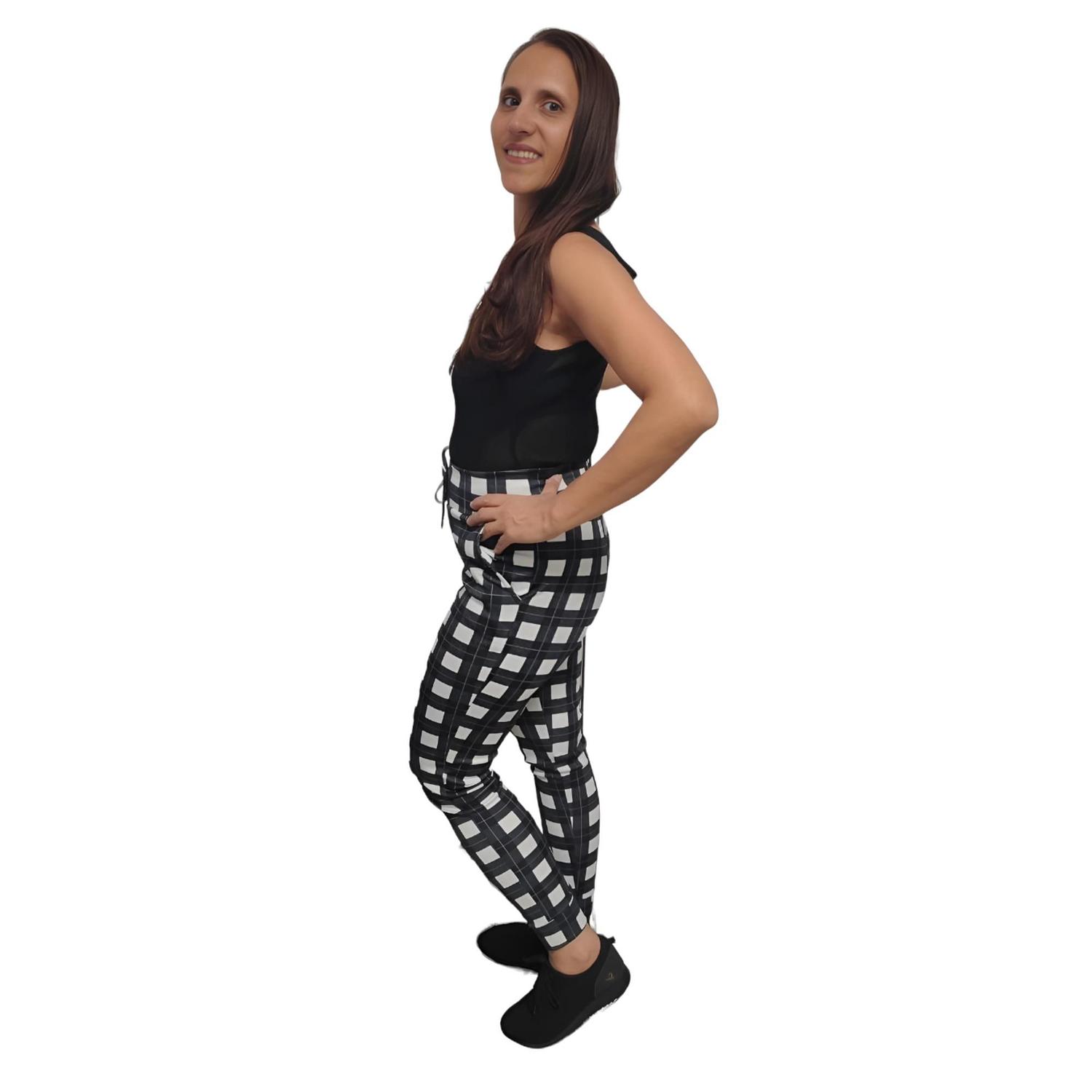 Calça Feminina CalÃ§a Preta Xadrez Xadrez Preta CalÇa Legging