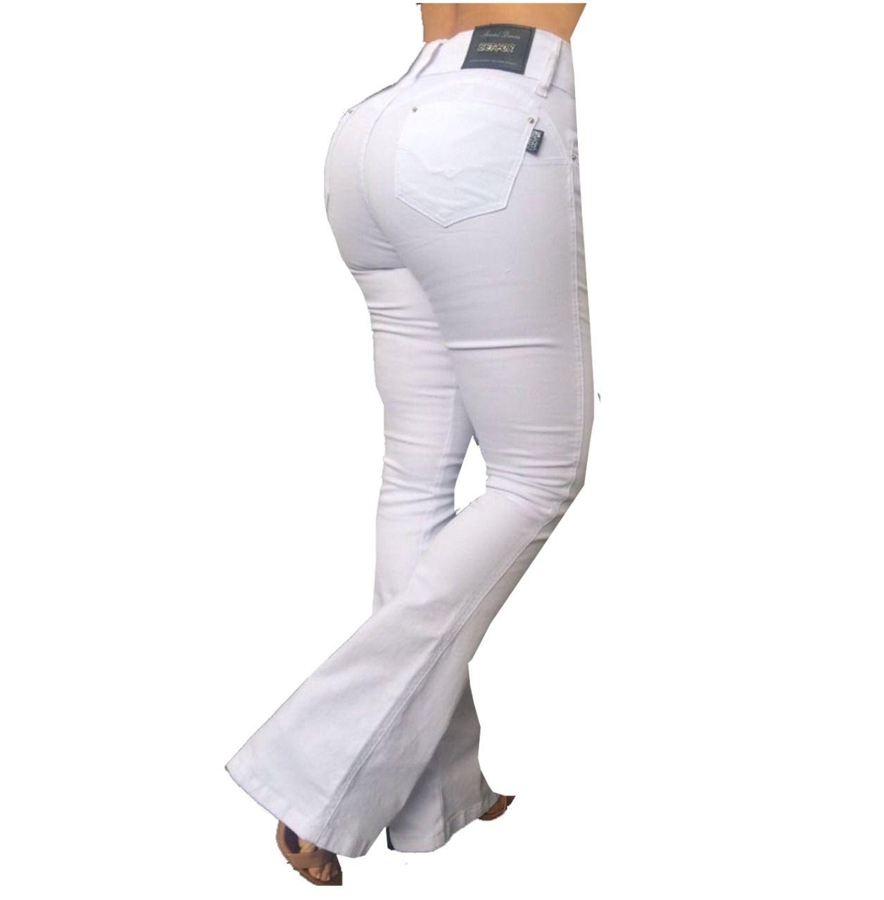 calça flare barra larga